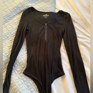 Hollister black bodysuit w/ quarter zip